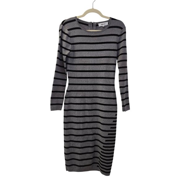 John + Jenn Striped Bodycon Midi Sweater Dress Size Medium - Picture 1 of 6